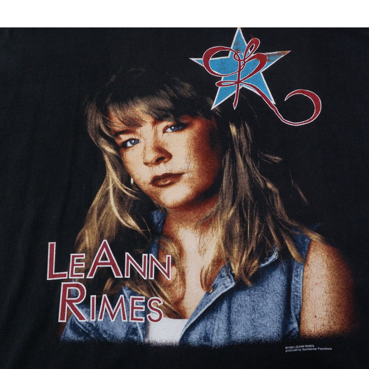 Vintage Mens Hanes LeAnn Rimes T-Shirt Black Graphic Music Tour