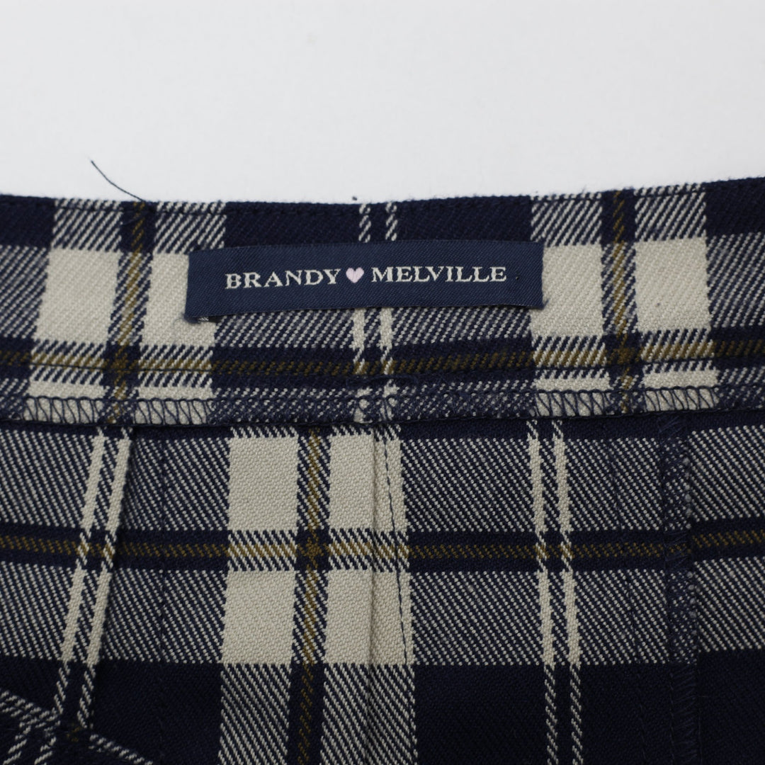 Y2K Ladies Brandy Melville Plaid Pleated Kilt Buckles Mini Skirt Size XS