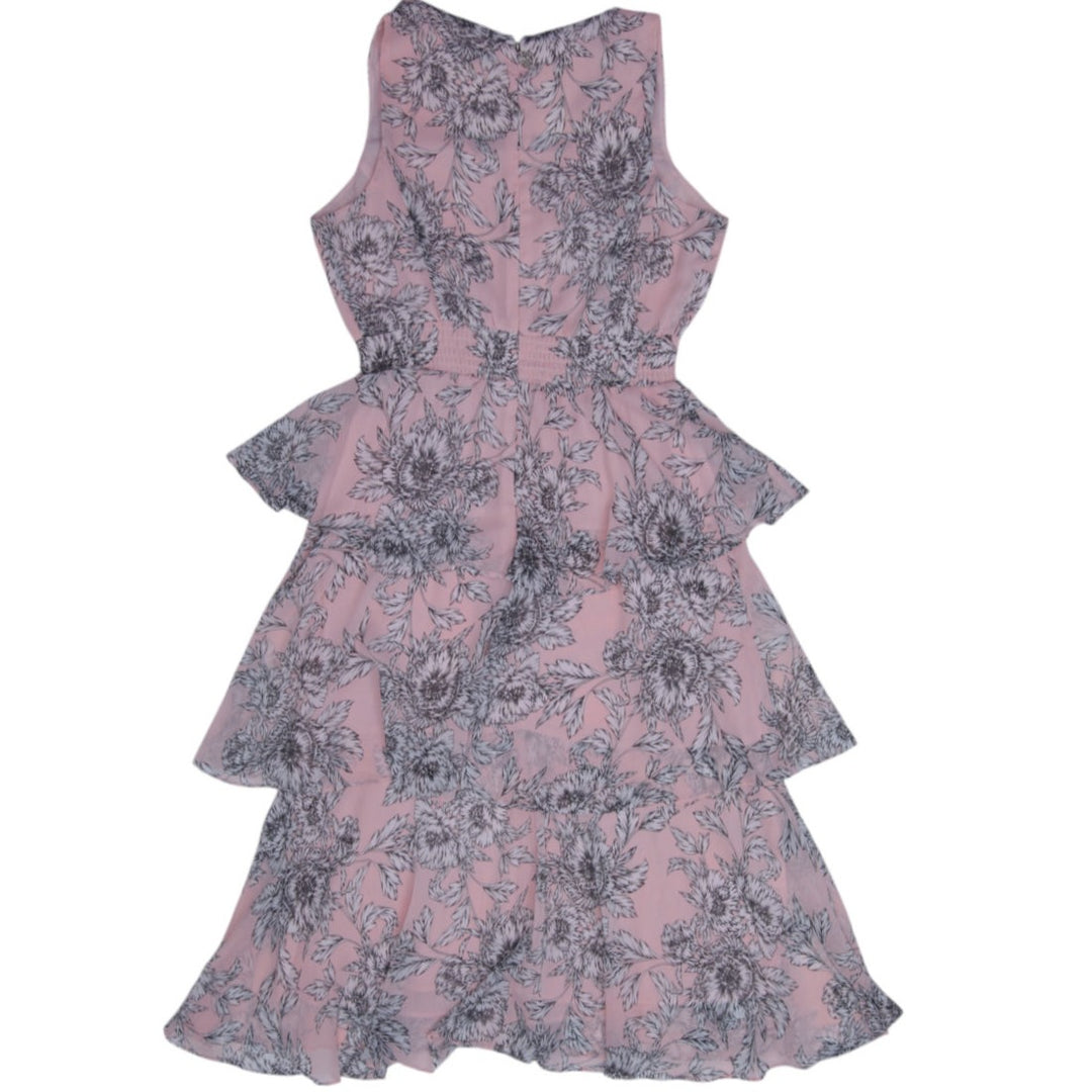 Y2K Ladies Floral Chiffon Tiered Ruffle Dress Size 8