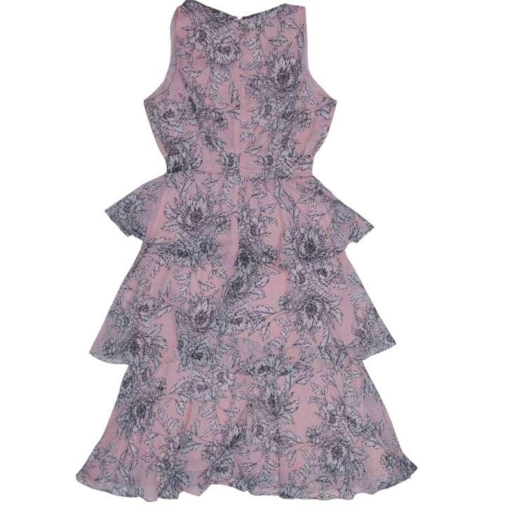 Y2K Ladies Floral Chiffon Tiered Ruffle Dress Size 8