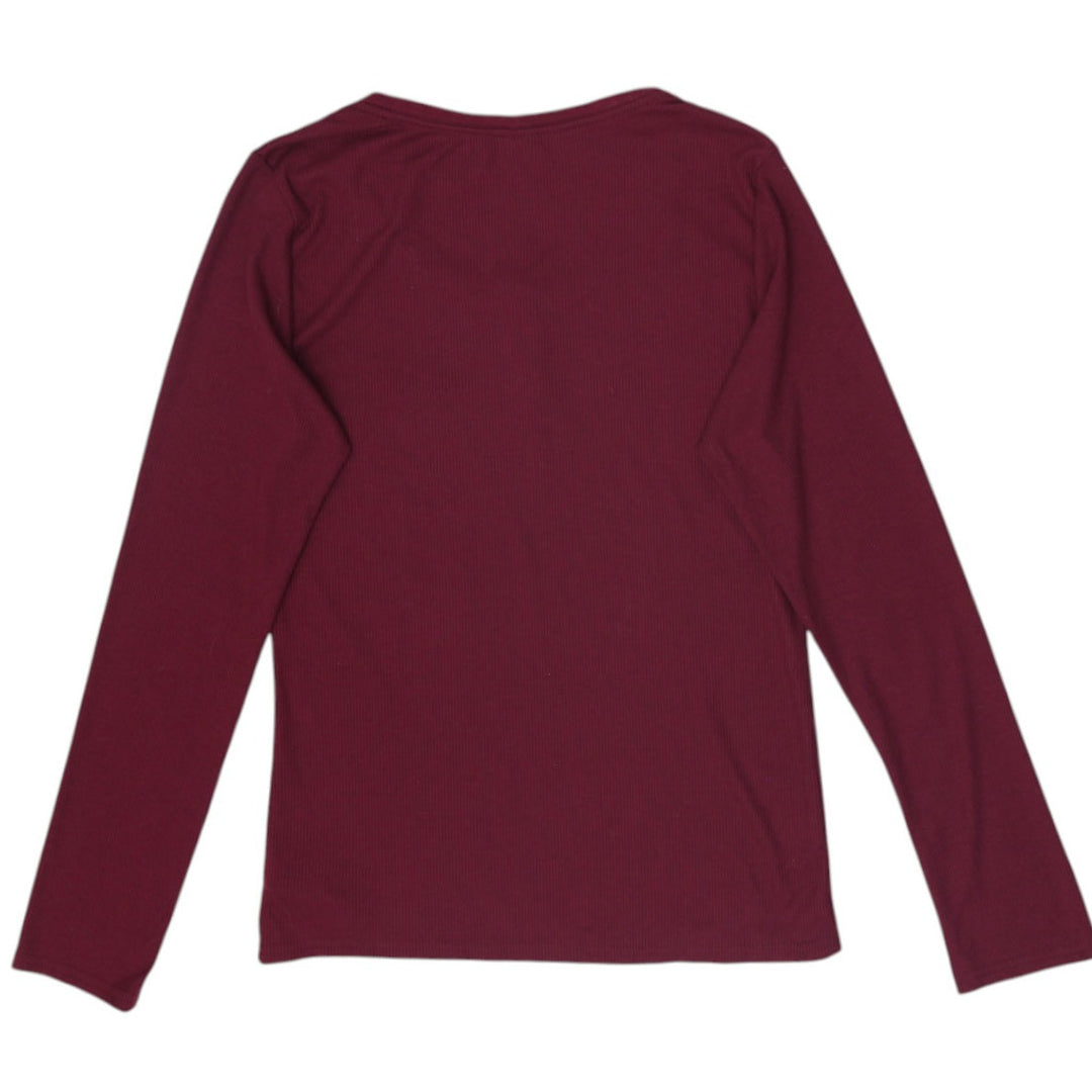 Ladies Calvin Klein Ribbed Henley Top Long Sleeve Sleepwear Embroidered Logo