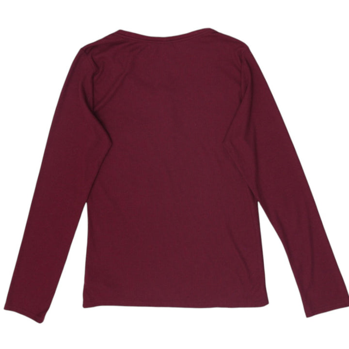 Ladies Calvin Klein Ribbed Henley Top Long Sleeve Sleepwear Embroidered Logo