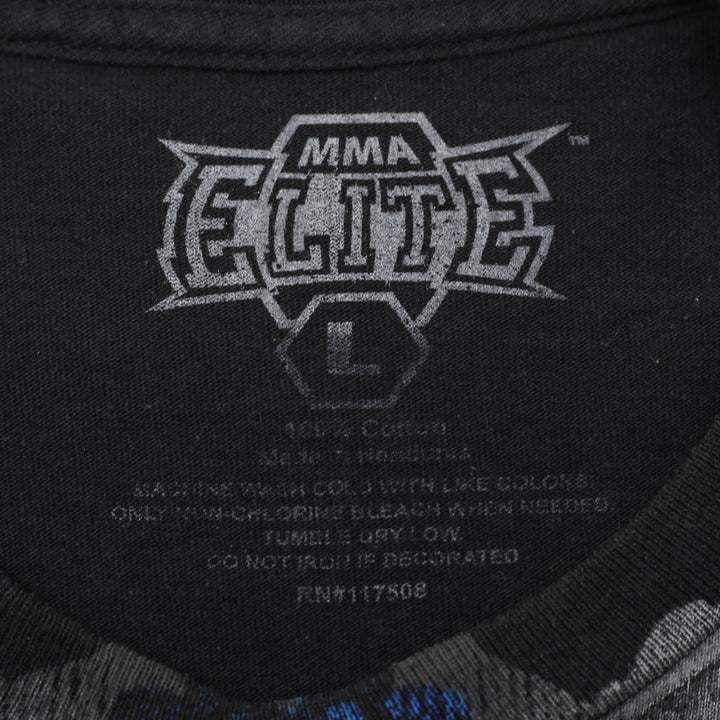 Y2K Mens MMA Elite Skulls Cross Tribal Cyber Grunge T-Shirt Size L