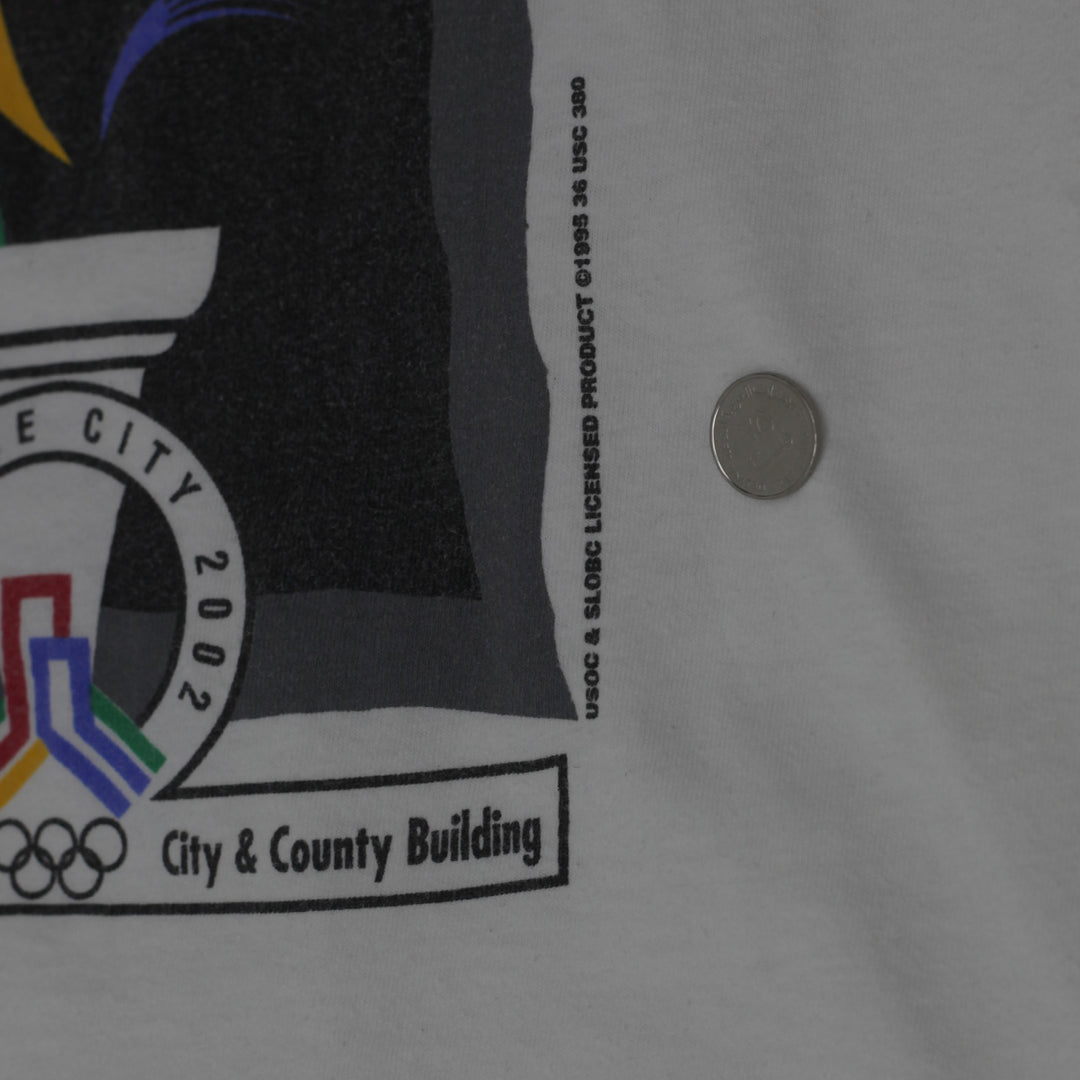 Vintage 1995 Salt Lake City Olympic Announcement T-Shirt -Party Of The Century Single Stitch - Fashion Rerun Vintage Migration_T-Shirt