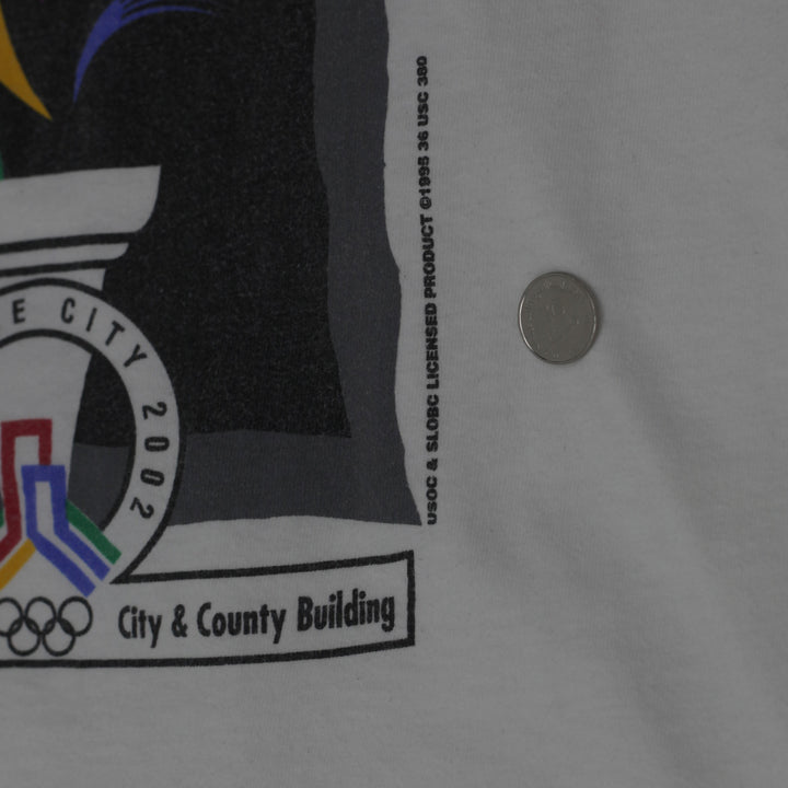 Vintage 1995 Salt Lake City Olympic Announcement T-Shirt -Party Of The Century Single Stitch - Fashion Rerun Vintage Migration_T-Shirt