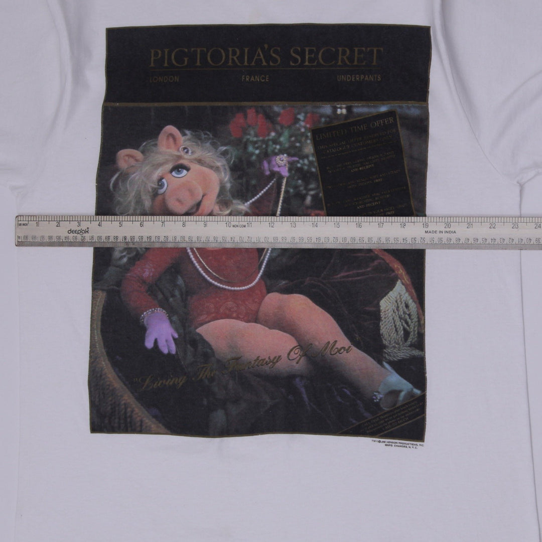 Vintage 90s Miss Piggy Pigtoria's Secret Parody T-Shirt Jim Henson Changes Single Stitch XL