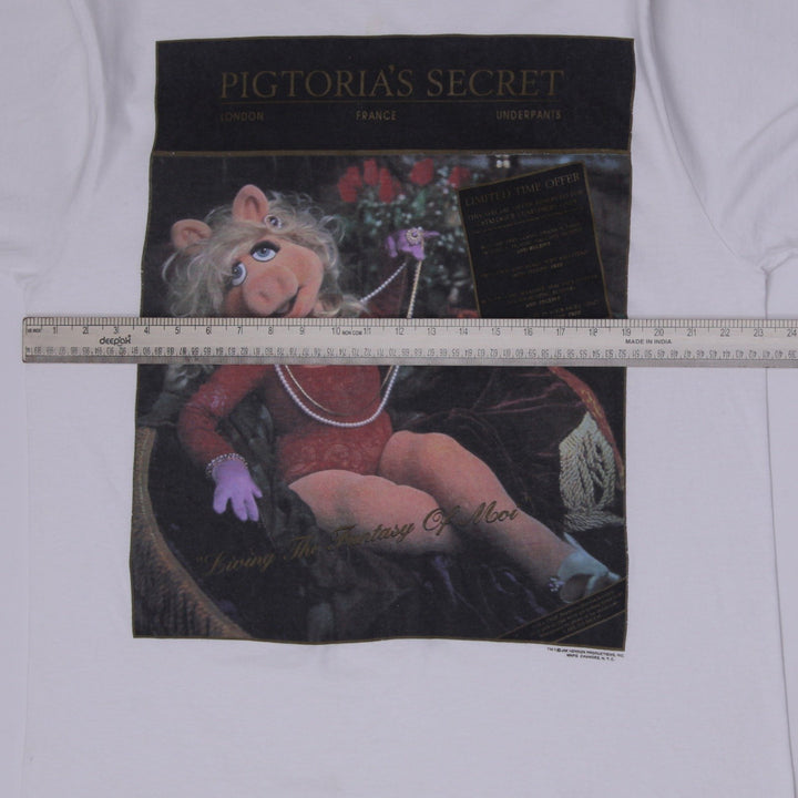Vintage 90s Miss Piggy Pigtoria's Secret Parody T-Shirt Jim Henson Changes Single Stitch XL