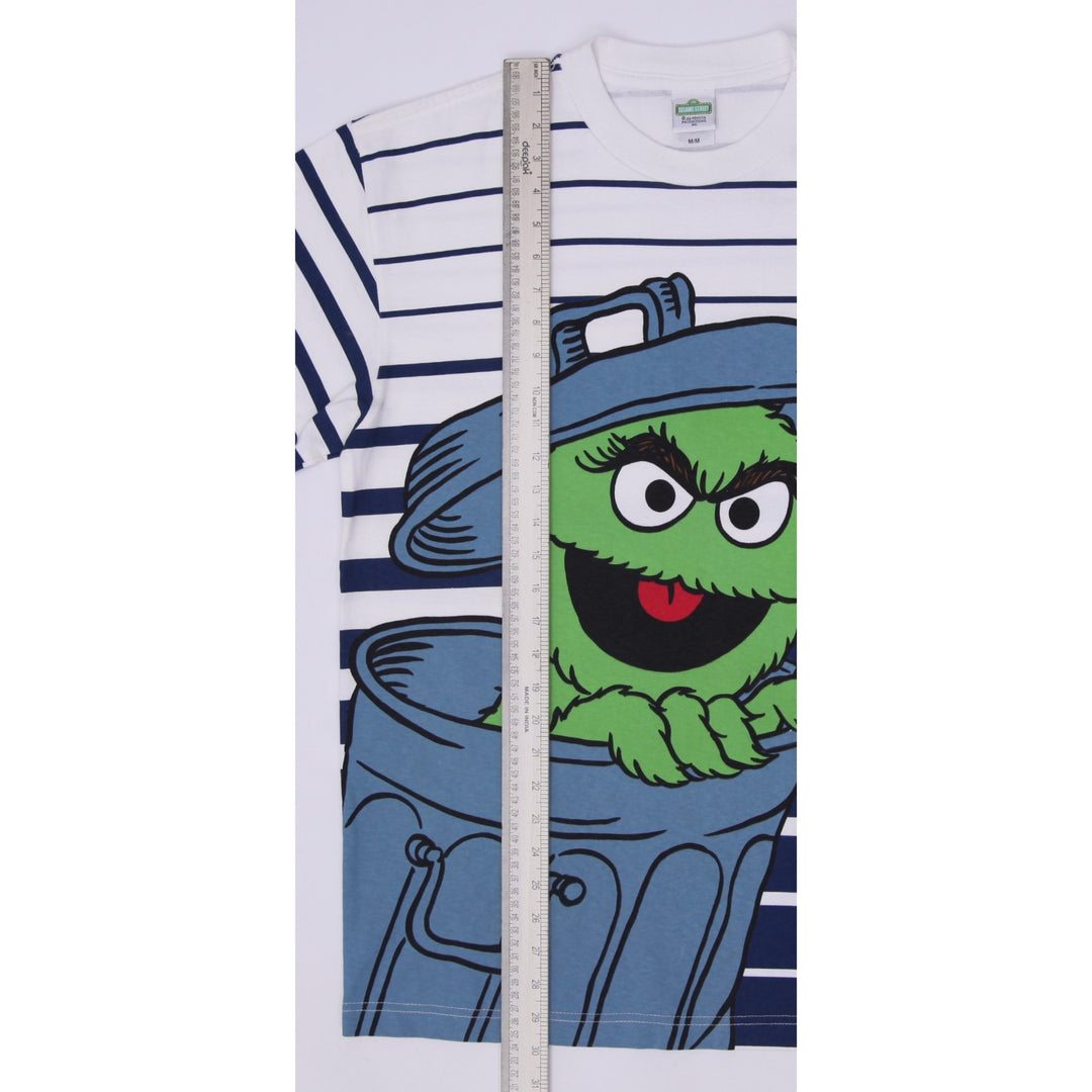 Vintage 90s Sesame Street Oscar The Grouch Striped T-Shirt Size M