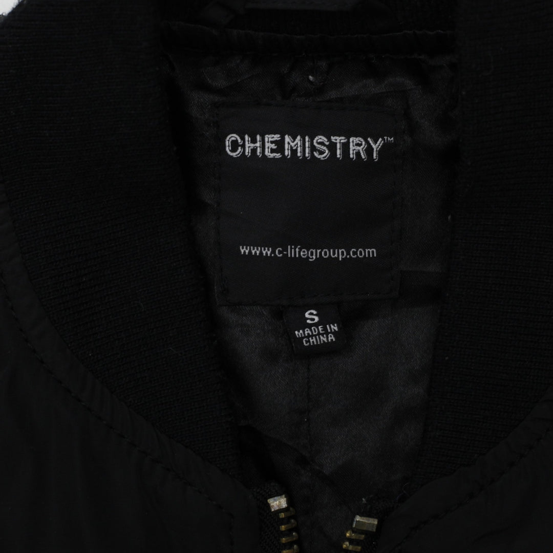 Mens Chemistry NASA Bomber Jacket Black Embroidered Patches