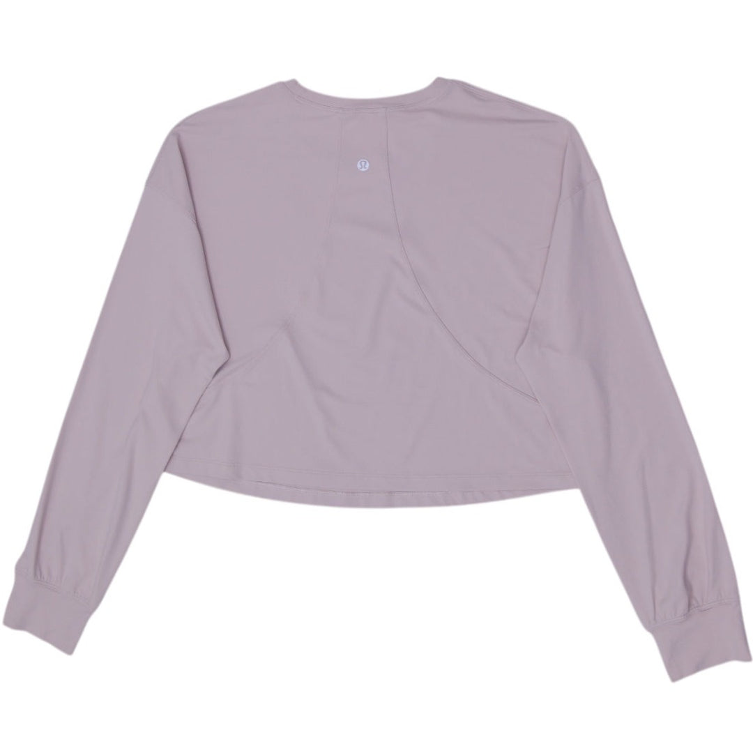 Ladies Cropped Oversized Long Sleeve Crewneck Pullover T-Shirt Size 4