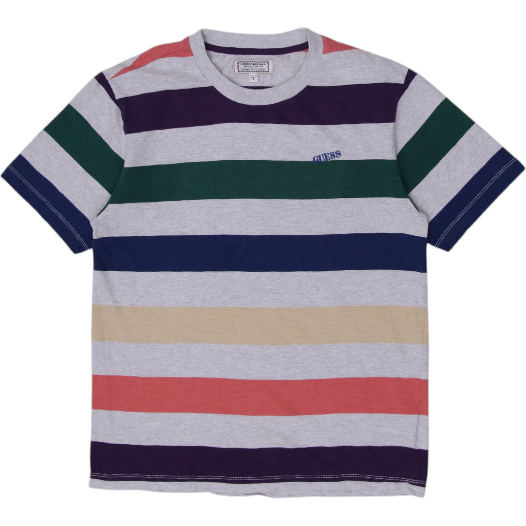 Mens Guess Originals Striped T-Shirt Multi Color Casual Tee