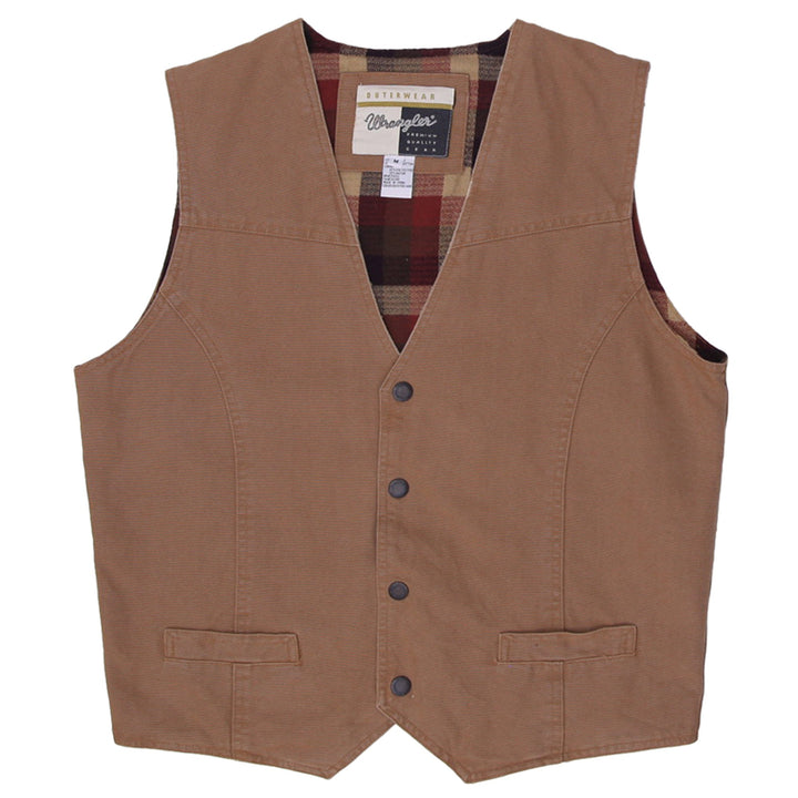 Vintage Mens Wrangler Vest Brown Cotton Workwear Utility | Migration_Vests WW Collection | Fashion Rerun