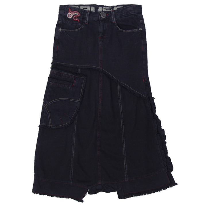 Y2K Ladies Pause Denim Black One Side Slit Skirt