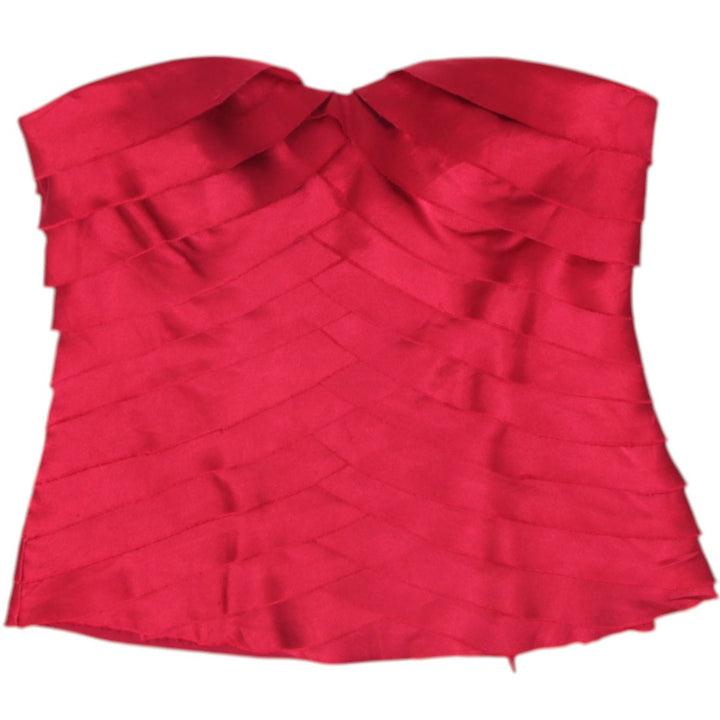 Y2K Ladies Bebe Strapless Red Pleated Top Size M