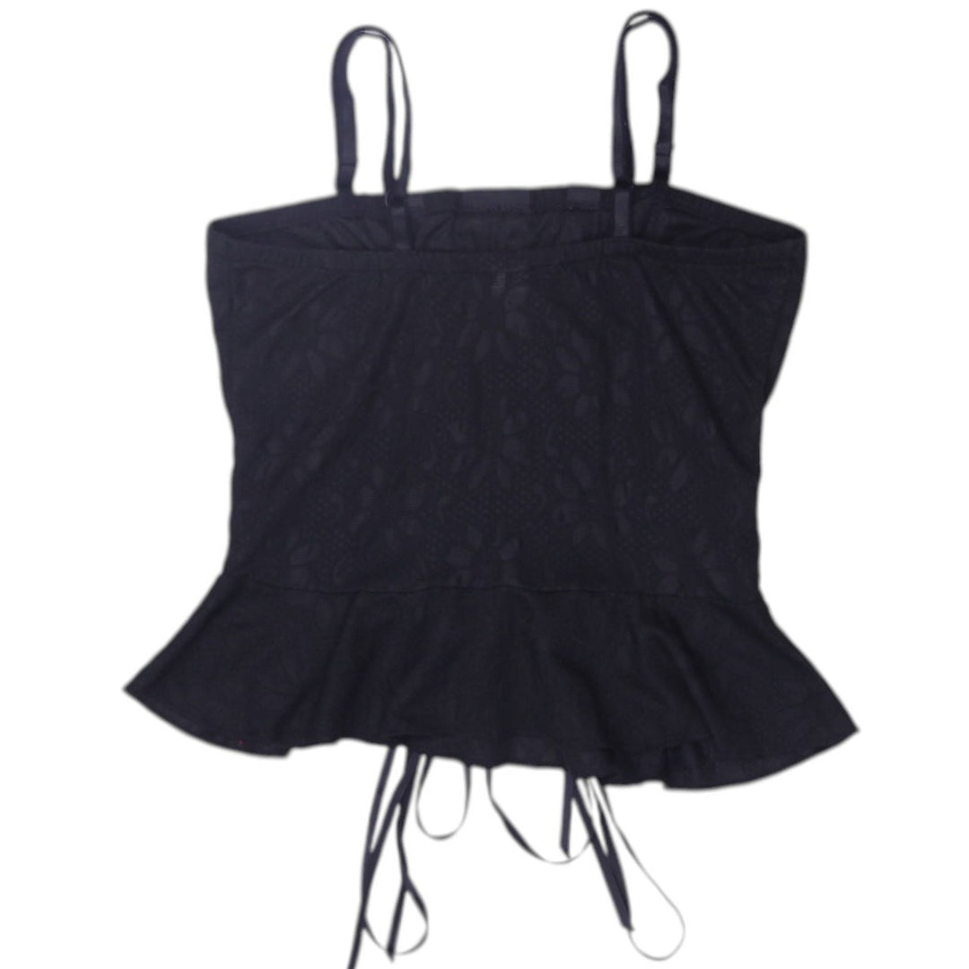 Y2K Ladies Dreamwear By Fantasia Black Strappy Peplum Top | Migration_Y2K Tops - Side View | Fashion Rerun
