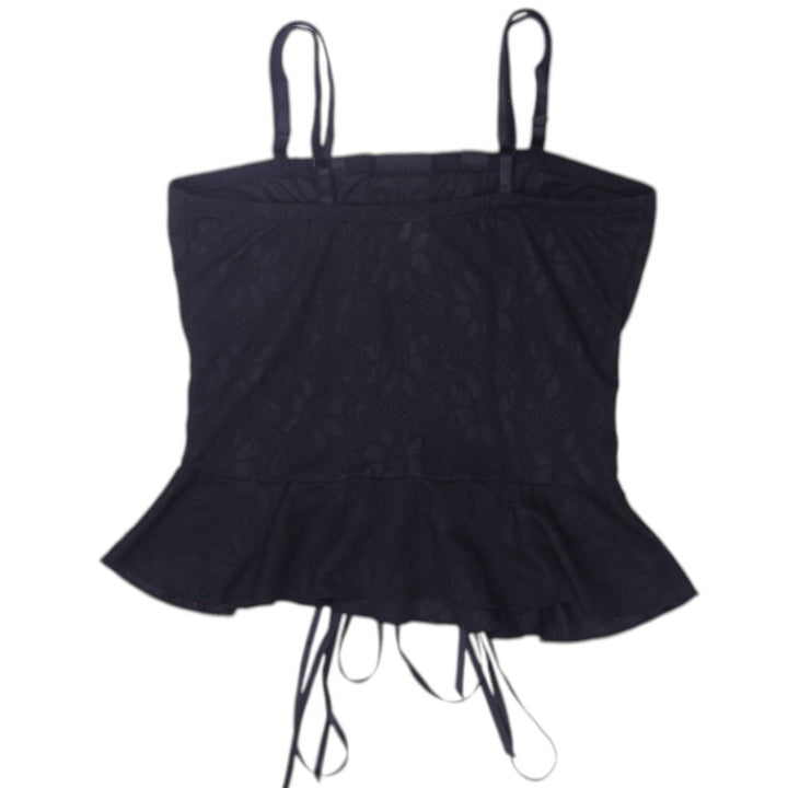 Y2K Ladies Dreamwear By Fantasia Black Strappy Peplum Top | Migration_Y2K Tops - Side View | Fashion Rerun