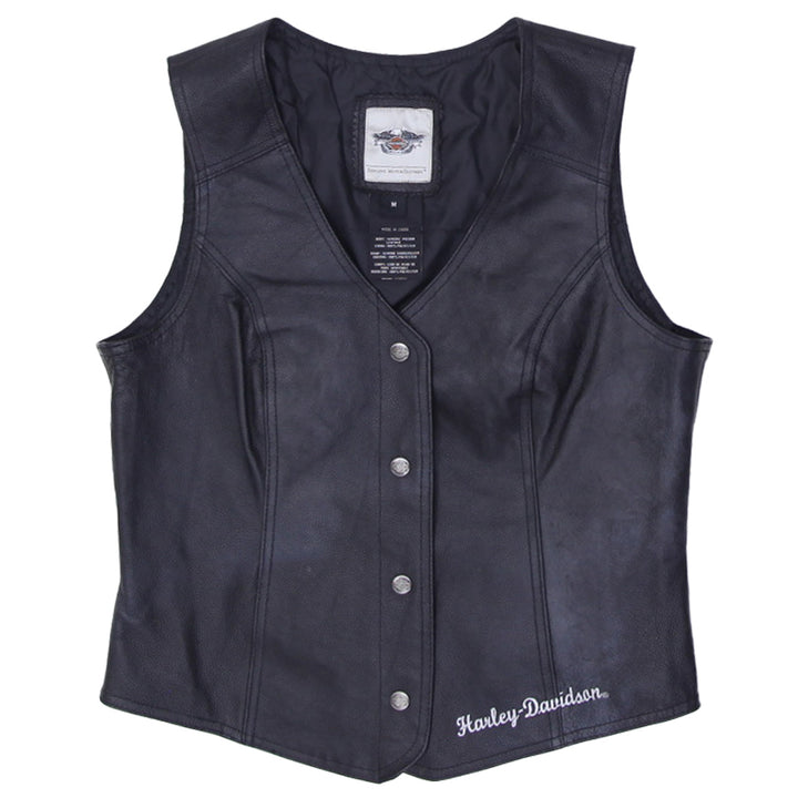 Ladies Harley Davidson Embroidered Leather Vest