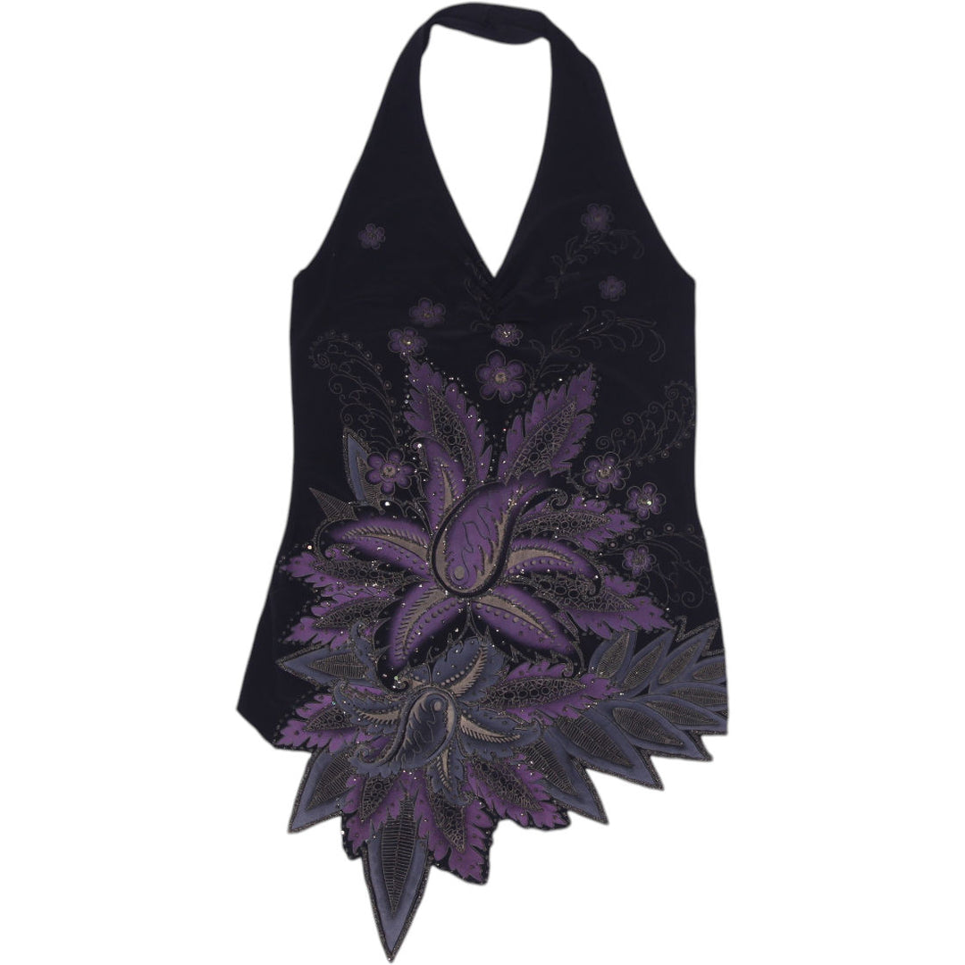 Y2K Ladies M.K.M. Designs Floral Embroidered Halter Top Size M | Migration_Y2K Tops | Fashion Rerun