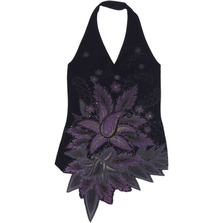 Y2K Ladies M.K.M. Designs Floral Embroidered Halter Top Size M | Migration_Y2K Tops | Fashion Rerun