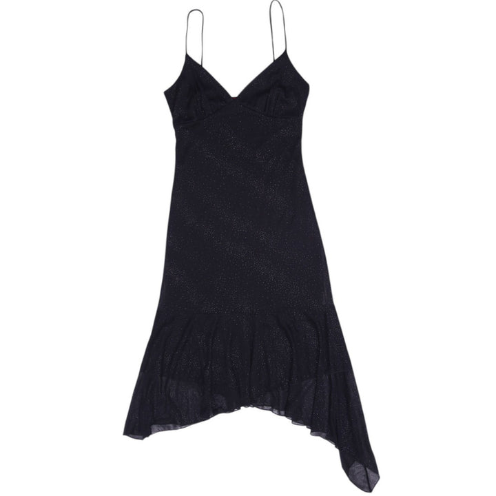 Y2K Ladies Slip Black Glitter Stretchable Slim Fit Long Dress Size M | Migration_Dresses | Fashion Rerun