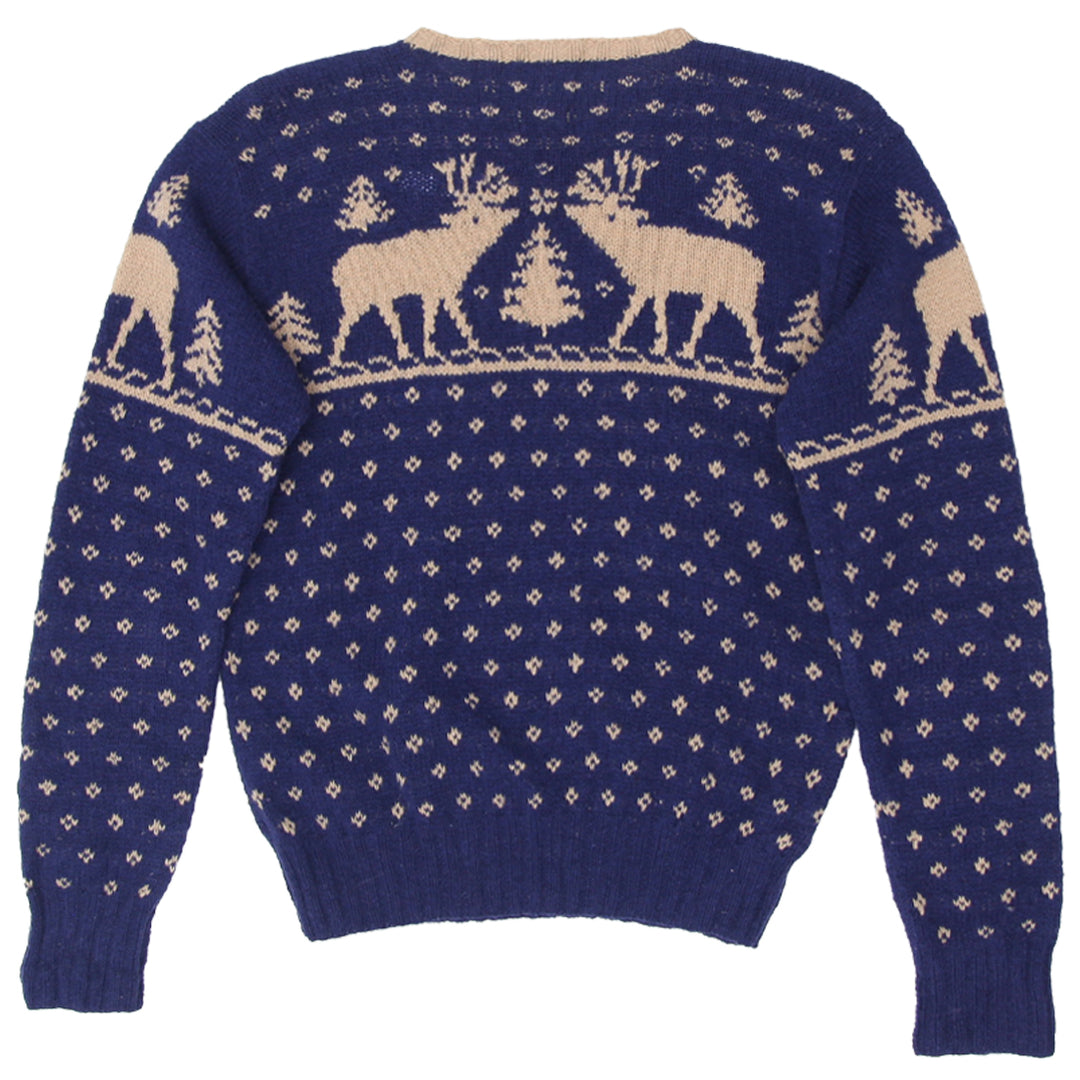 Vintage Polo by Ralph Lauren 100% Wool Hand Knit Holiday Pullover Sweater L - Fashion Rerun Vintage Migration_Sweaters