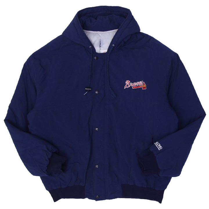 Vintage 1990s Atlanta Braves MLB Baseball Hooded Talon Zipper Jackett