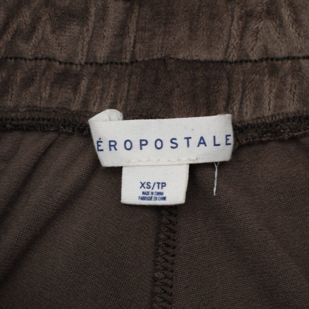 Y2K Womens Aeropostale Pants Brown Velour Wide Leg Size XS