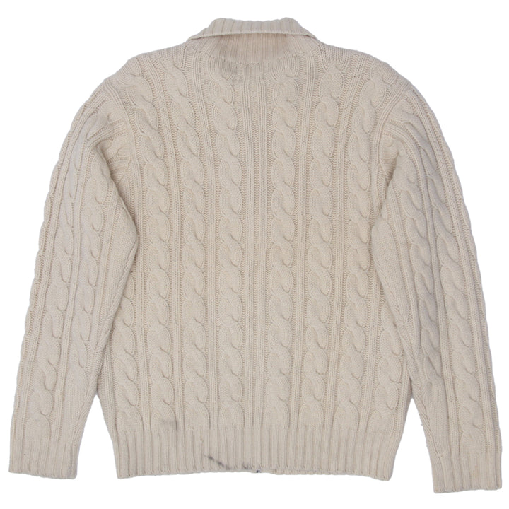 Vintage Polo Ralph Lauren Wool Cashmere Cable Knit Sweater M Full Zip - Fashion Rerun Vintage Migration_Sweaters