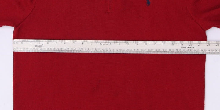 Vintage Polo By Ralph Lauren Quarter Zip Cotton Red Mock Neck Sweater Size L | Migration_Jumper & Knitwear RL | Fashion Rerun