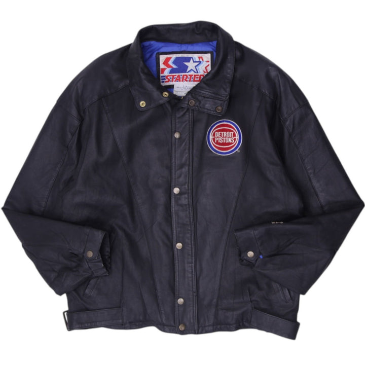 Vintage 80s Starter NBA Detroit Pistons Leather Jacket Size L