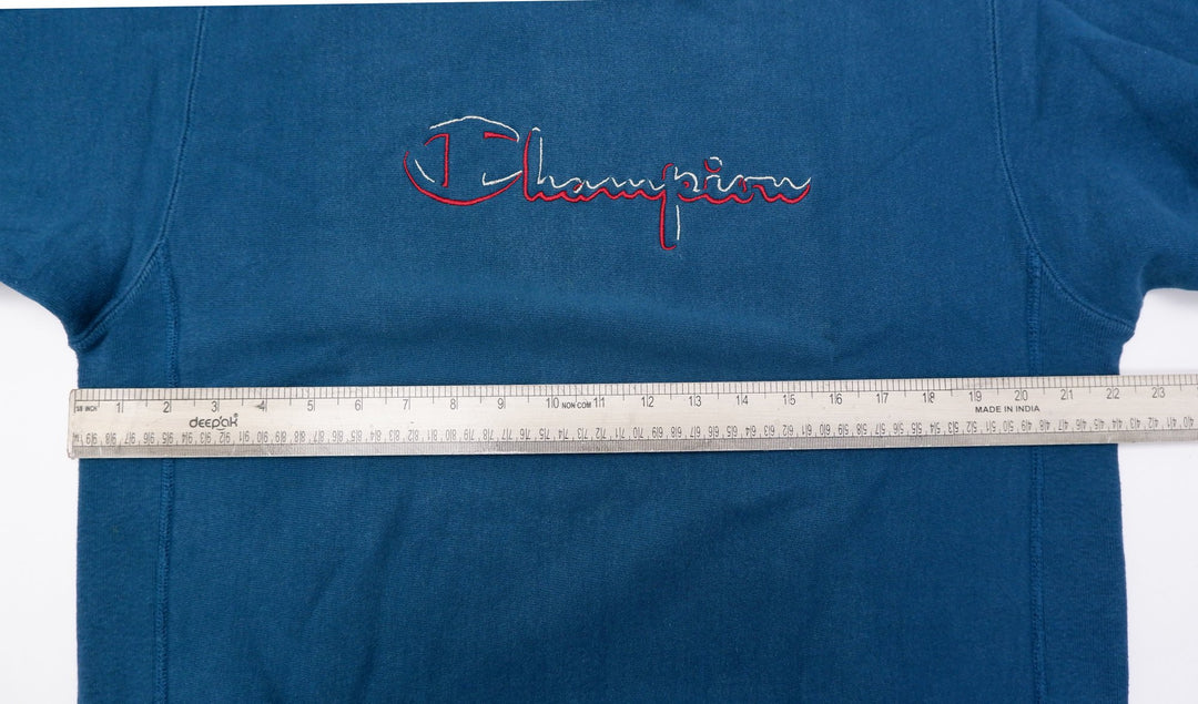 Vintage Mens Champion Reverse Weave Sweatshirt Navy Embroidered Crewneck