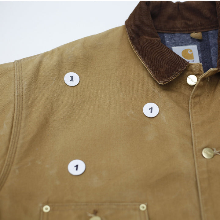 Vintage 90s Carhartt C01 BRN Blanket Lined Jacket Size 50