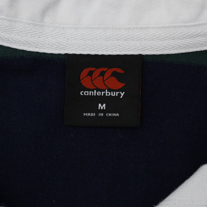 Vintage Canterbury Rugby Shirt Navy Striped Centenary 1922-2022 Size M | Migration_T-Shirts - Back View | Fashion Rerun
