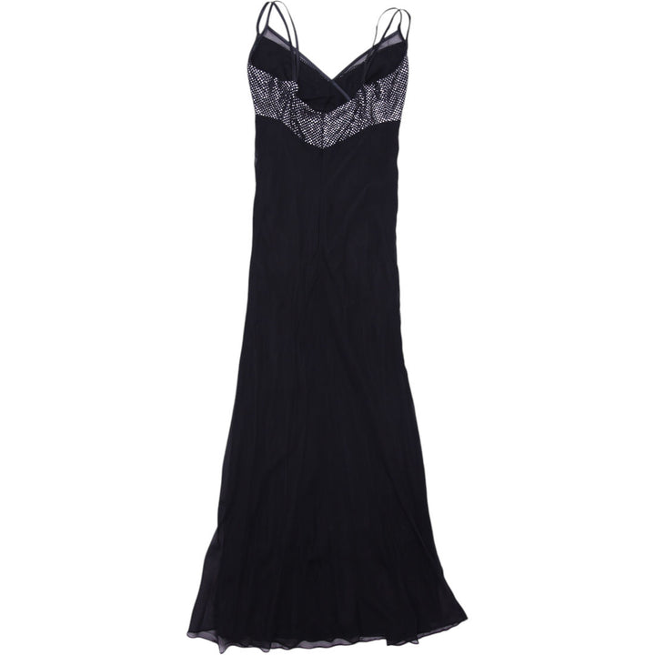 Y2K Ladies Elma Long Black Dress Sparkle Spaghetti Straps