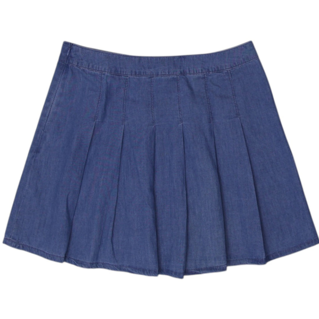 Y2K Ladie Blue Pleated Casual Fashions Denim Skirt Size M | Migration_Skirts - Side View | Fashion Rerun