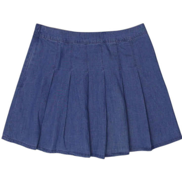 Y2K Ladie Blue Pleated Casual Fashions Denim Skirt Size M | Migration_Skirts - Side View | Fashion Rerun