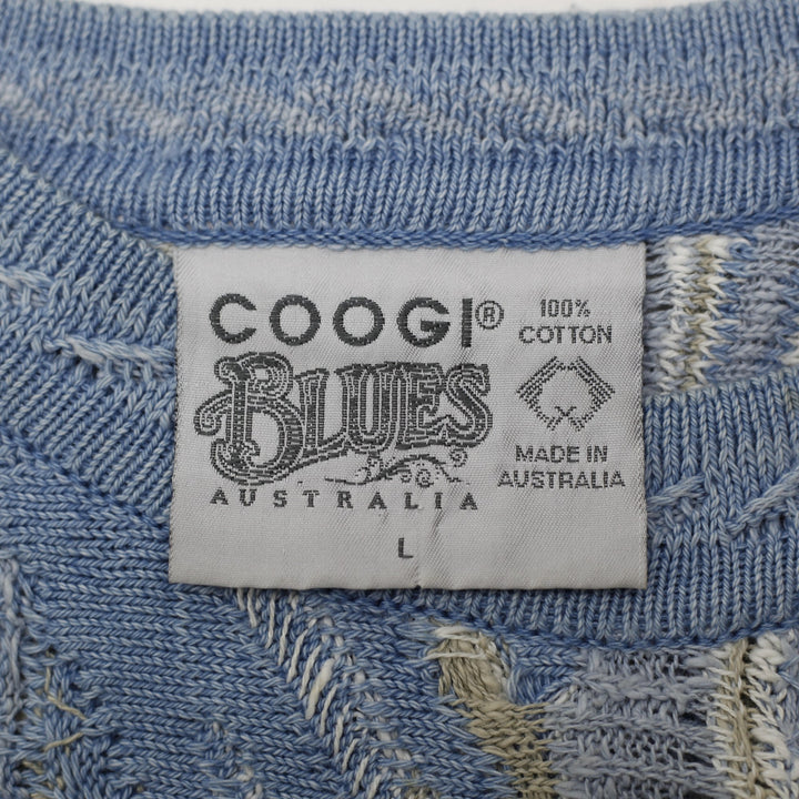 Vintage 90s COOGI Blues 100% Cotton 3D Textured Knit Crewneck Sweater Size L