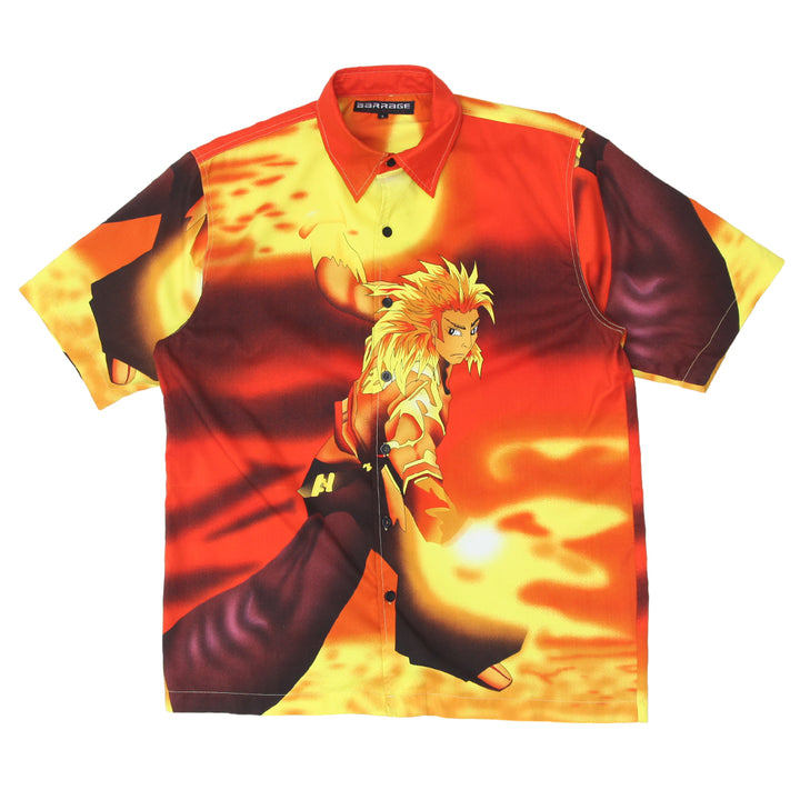 Vintage Y2K Samurai Warrior Print Short Sleeve Shirt | Migration_Shirts UAENAT40 | Fashion Rerun