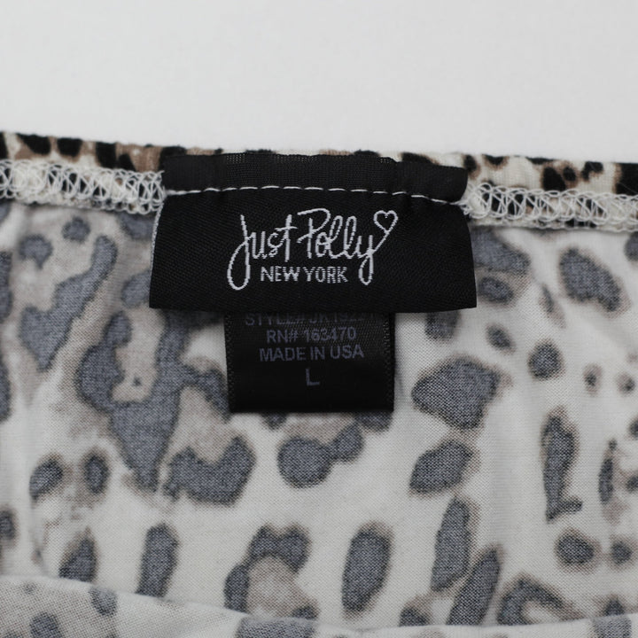 Y2K Ladies Just Polly Leopard Print Ruched Bandana Hem Strapless Top Size L