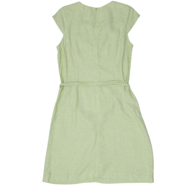 Ladies Anne Klein Dress Light Green Belted Cap Sleeve Midi Casual