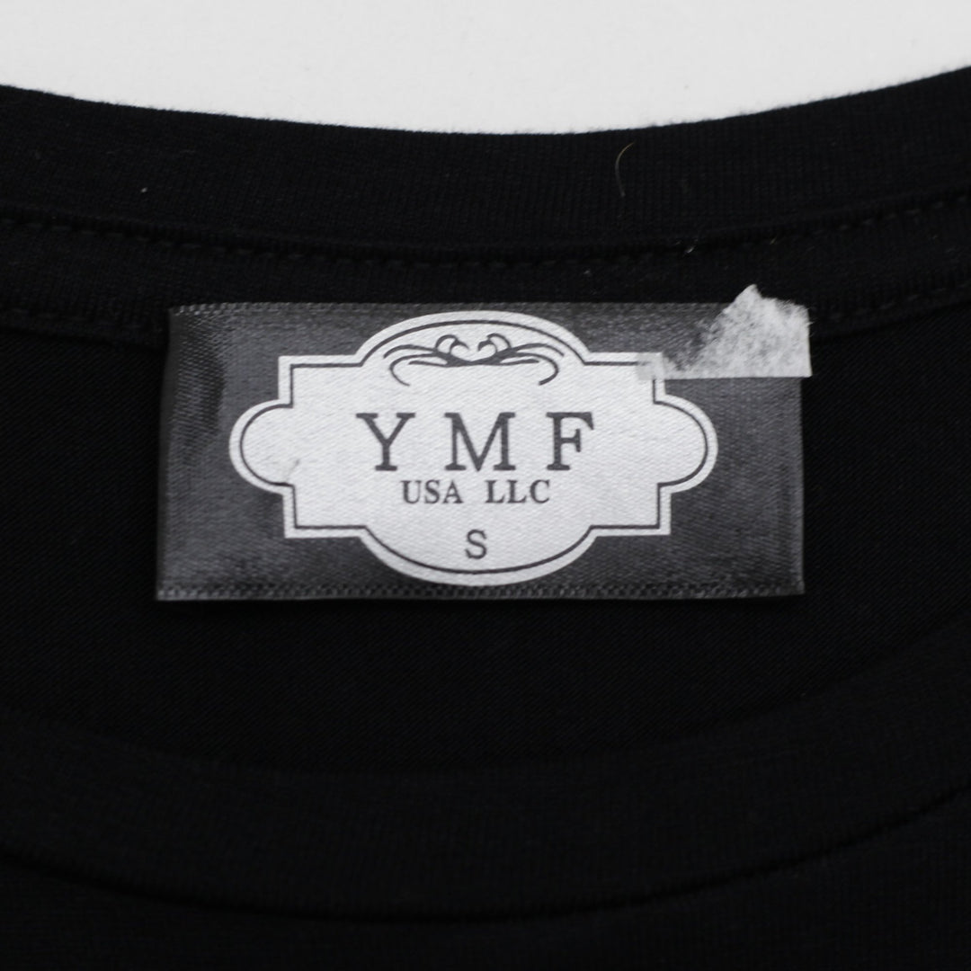 Y2K Ladies YMF Rhinestone Studded Las Vegas Black Baby Tee Size S