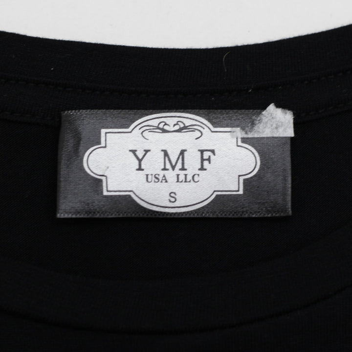 Y2K Ladies YMF Rhinestone Studded Las Vegas Black Baby Tee Size S