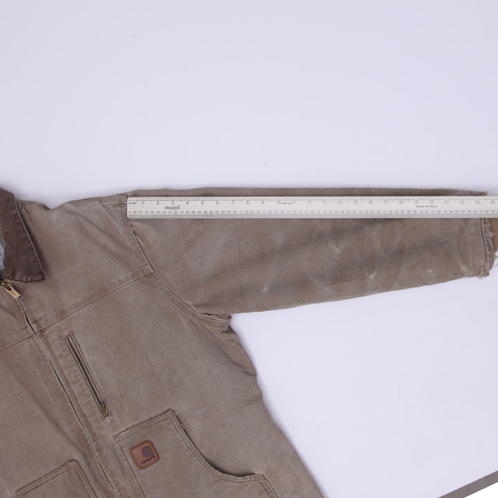 Mens Carhartt Sandstone Ridge Coat Full Zip Distressed Jacket Size L