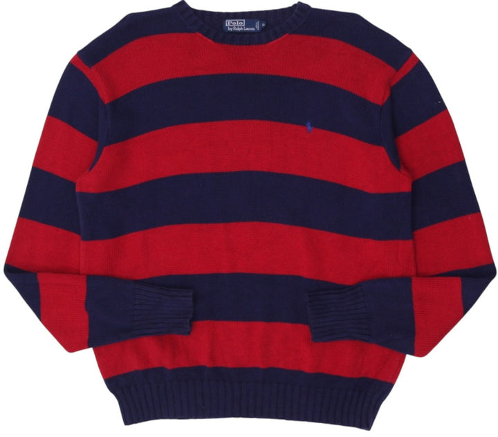 Mens Polo By Ralph Lauren Striped 100% Cotton Knitted Sweater