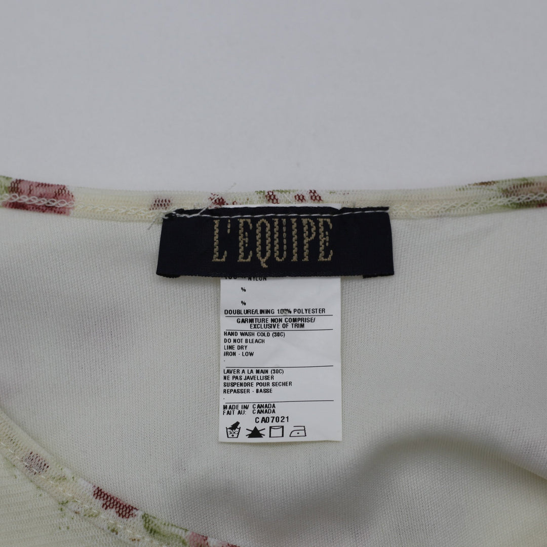 Y2K Ladies Floral Mesh Bell-Sleeve Top Size S