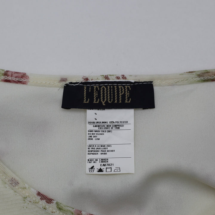 Y2K Ladies Floral Mesh Bell-Sleeve Top Size S