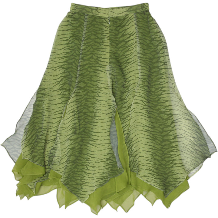 Y2K Green Layered Chiffon Midi Skirt - Size XS | Migration_Skirts - Side View | Fashion Rerun