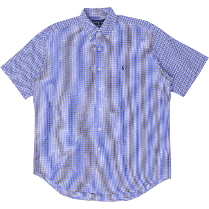 Mens Ralph Lauren Blake Short Sleeve Plaid Button Down Shirt Size M