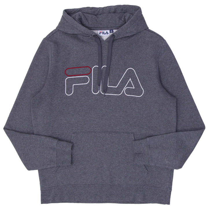 Mens Embroidered Fila Logo Gray Pullover Hoodie