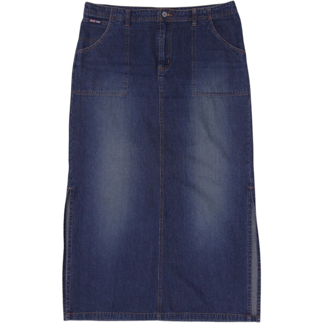 Y2K Ladies London Blues Pocket Long Style Denim Skirt Size 13/14